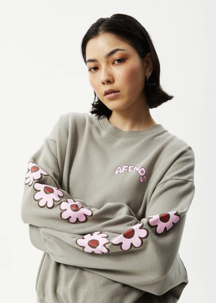 Afends Flower Recycled Crew Neck - Olive