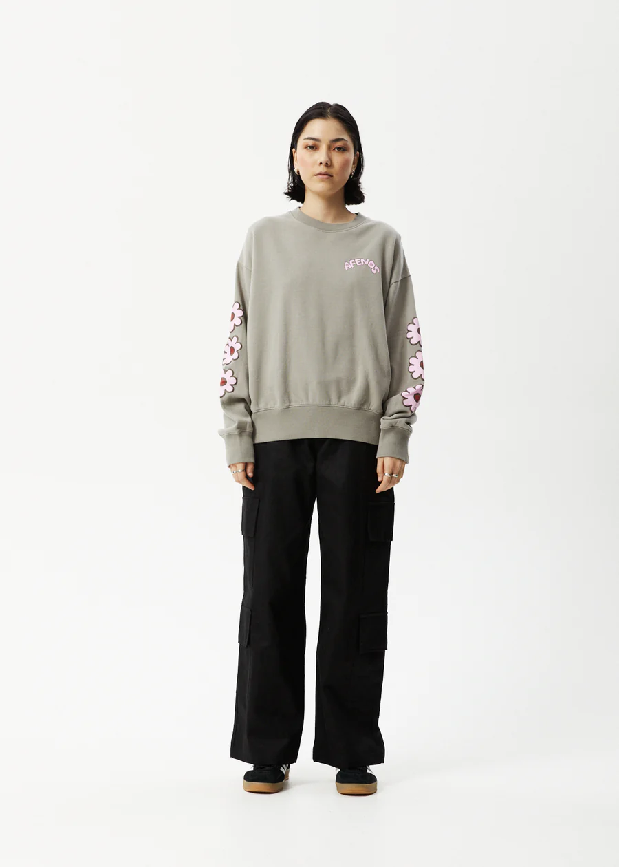 Afends Flower Recycled Crew Neck - Olive