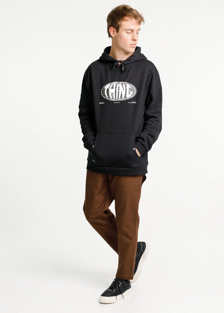 Thing Thing Title Hood - Black w Globe Print