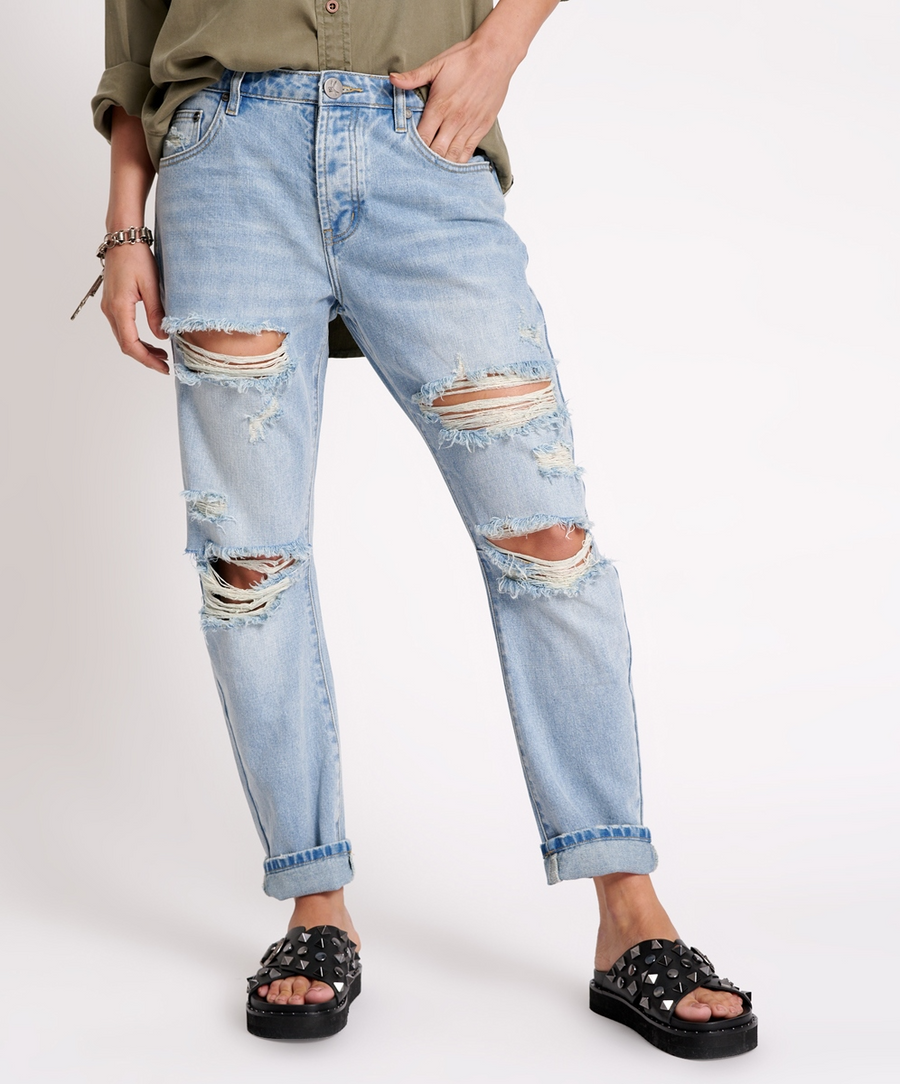 One Teaspoon Hendrixe Messed Up Saints Boyfriend Jeans