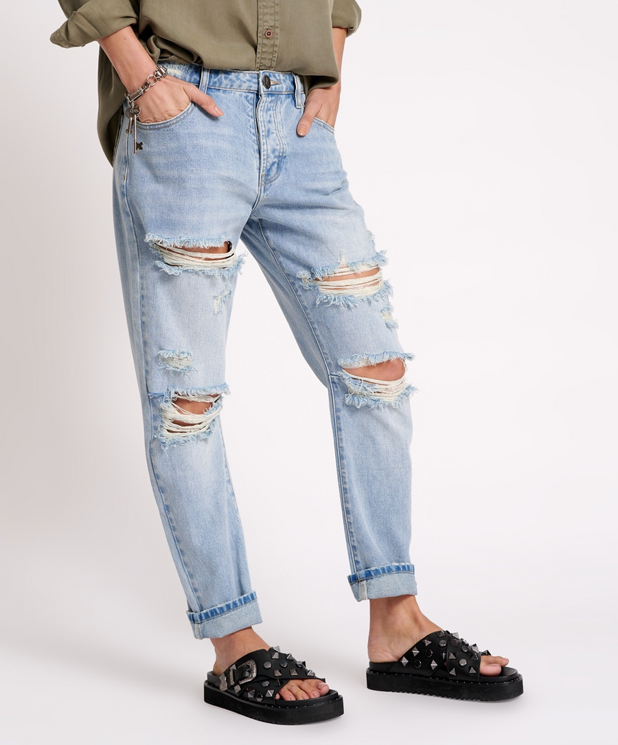 One Teaspoon Hendrixe Messed Up Saints Boyfriend Jeans