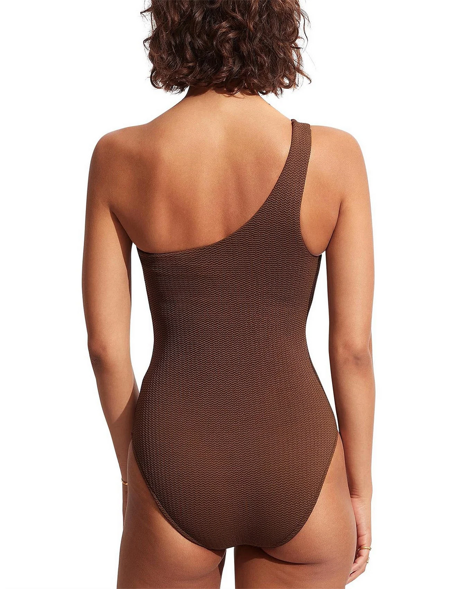 Seafolly  Sea Dive One Shoulder One Piece - Tiramisu