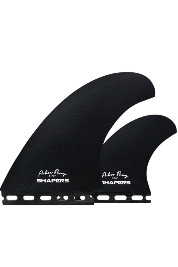 Shapers Asher Percy  5.79" Twin Fin (Pro Glass) - Black