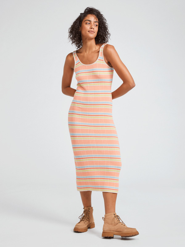 Roxy Playa Del Amor Dress - Papaya Punch Retro Rays