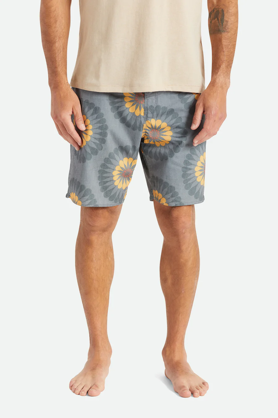 Brixton Temple Trunk Boardshort - Peeble/Sun Floral